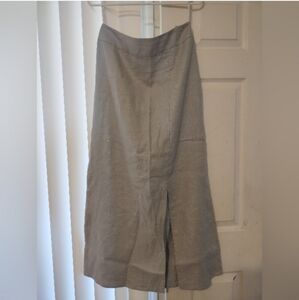 Pure Collection 100% Linen Grey Skirt Side Button Zip Closure Size 8/10 Womens